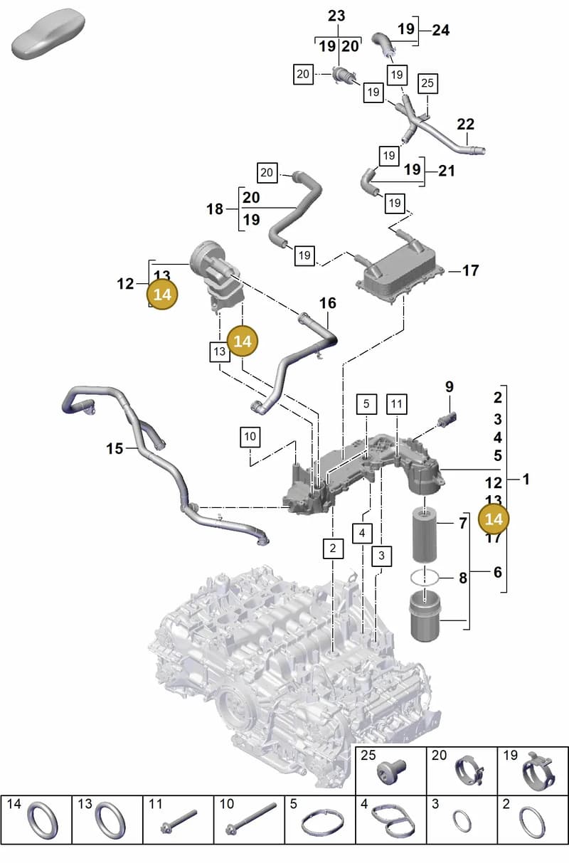 PAF008086 — Porsche Boxster Spyder (2019-2020) diagram p55104110, position 14