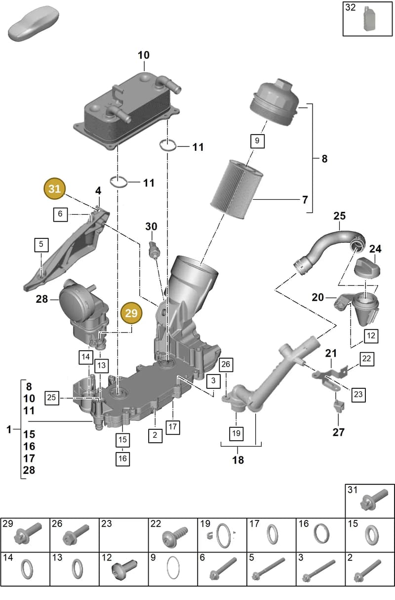 PAF008126 — Porsche 911 (2024-2025) diagram p63104100, position 29+31