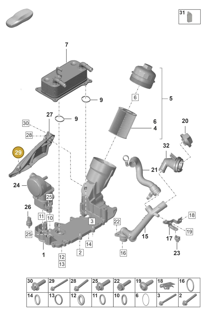 PAF008133 — Porsche 911 (2018-2024) diagram p53104100, position 29