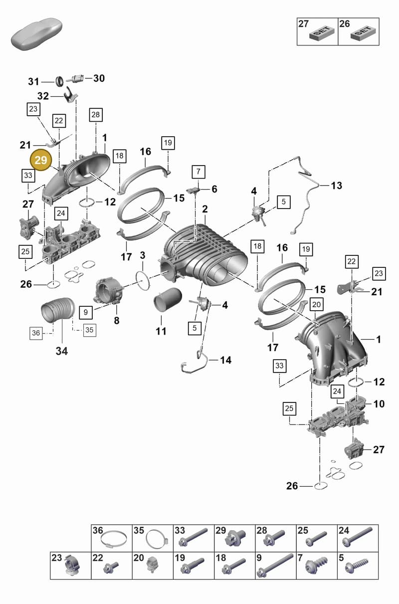 PAF008139 — Porsche 911 (2021-2022) diagram p59107100, position 29