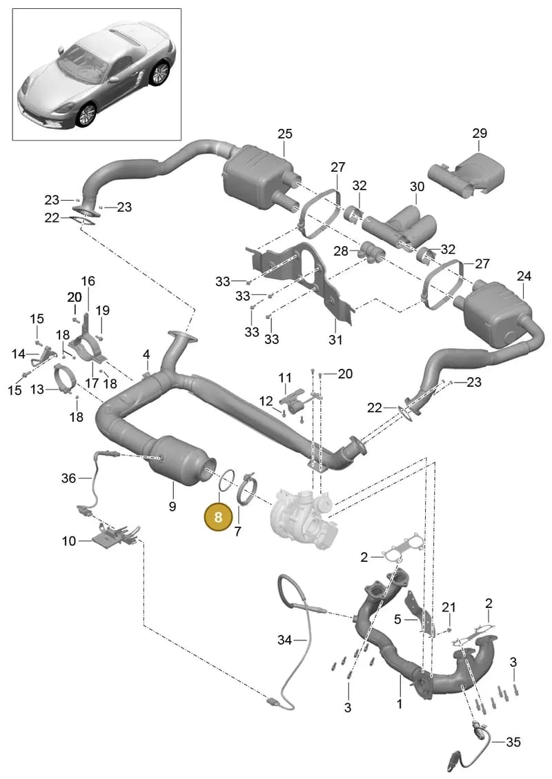PAF008146 — Porsche Boxster (2016-2019) diagram p48202000, position 8