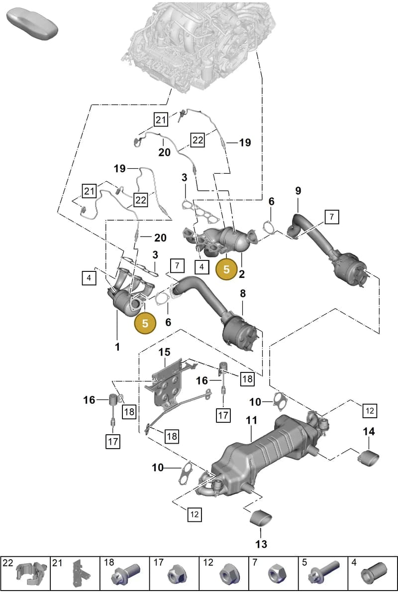 PAF008146 — Porsche Boxster Spyder (2019-2020) diagram p54202005, position 5