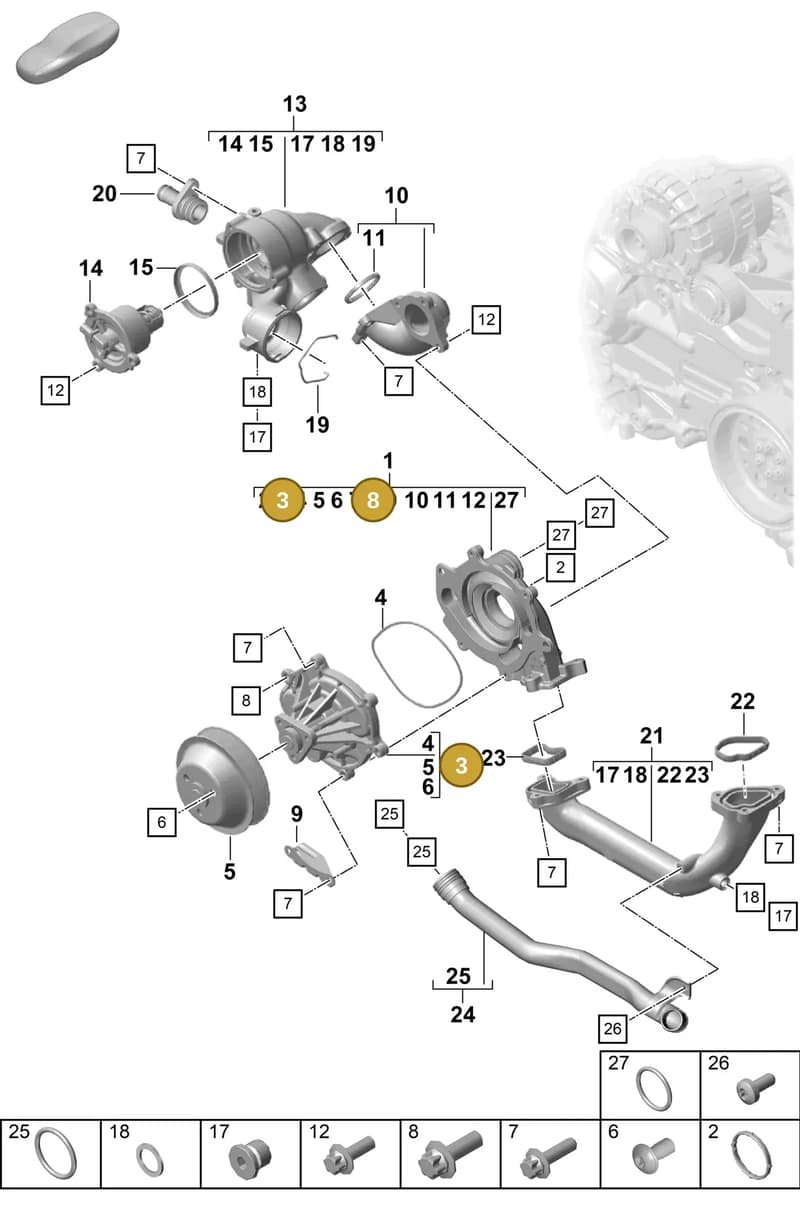 PAF008146 — Porsche Boxster Spyder (2019-2020) diagram p55105000, position 3+8