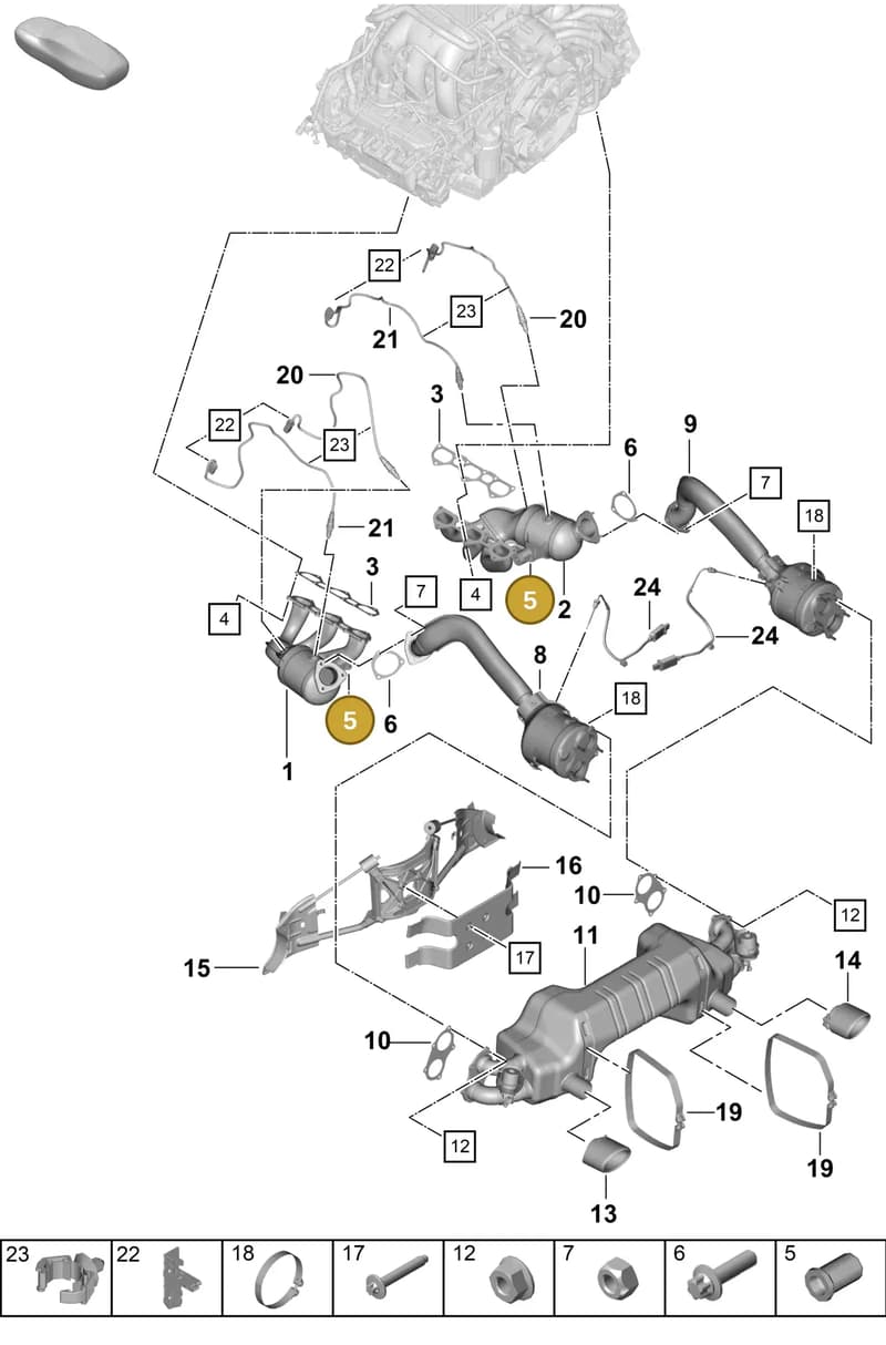 PAF008146 — Porsche Boxster Spyder (2019-2020) diagram p55202000, position 5