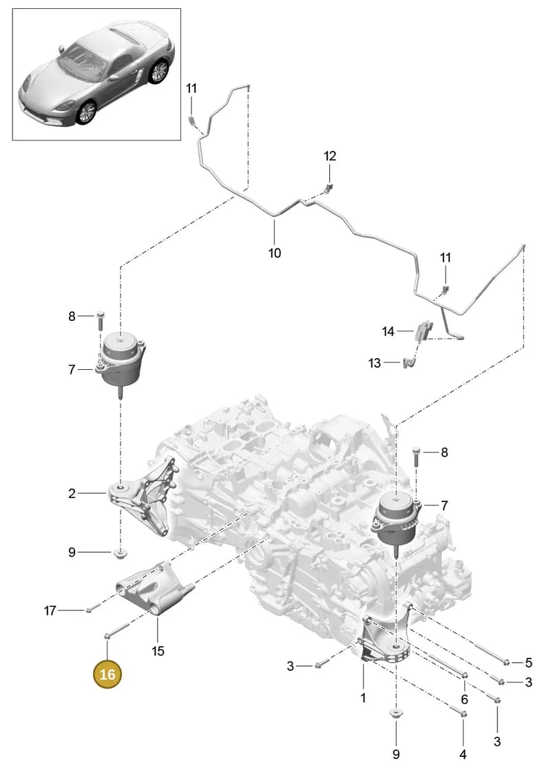 PAF008153 — Porsche Boxster (2016-2019) diagram p48109000, position 16