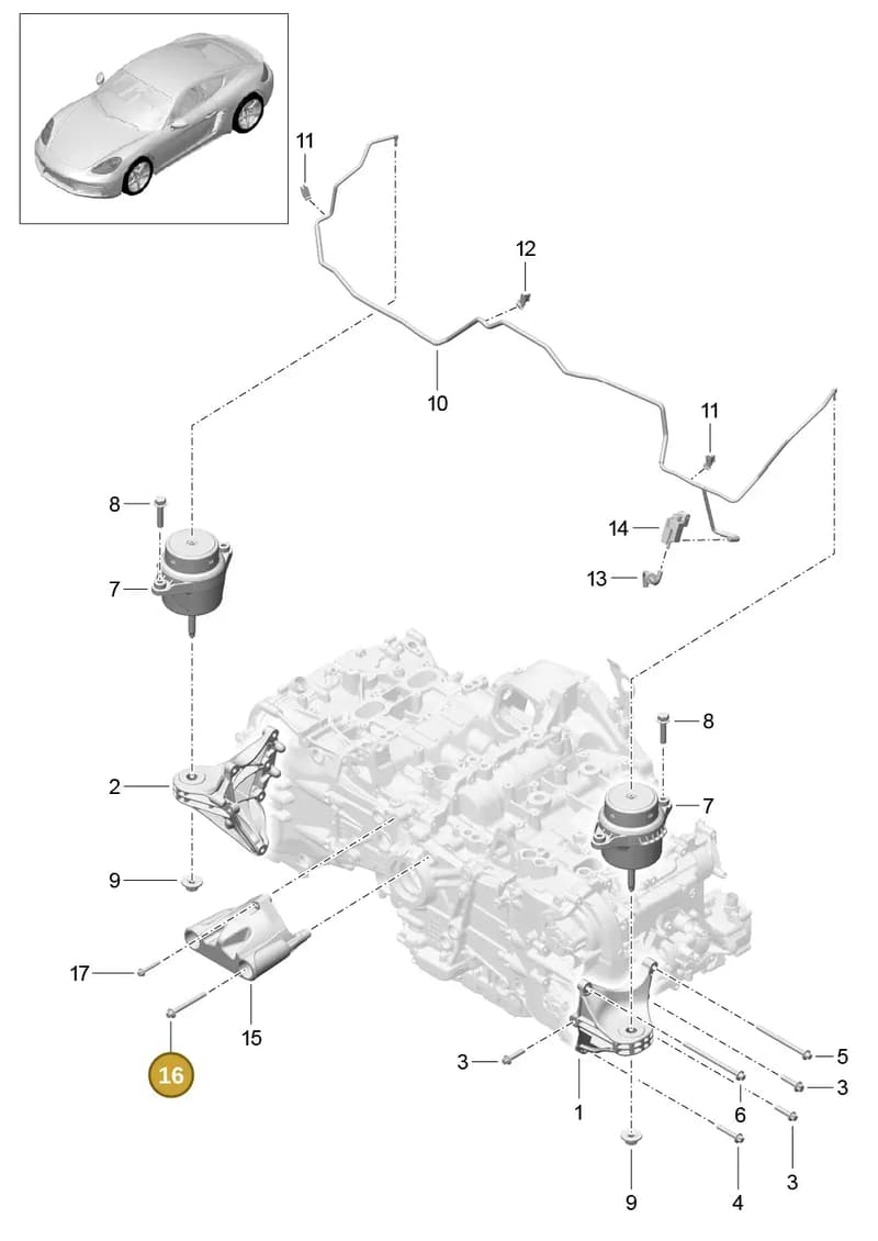 PAF008153 — Porsche Cayman (2016-2019) diagram p50109000, position 16