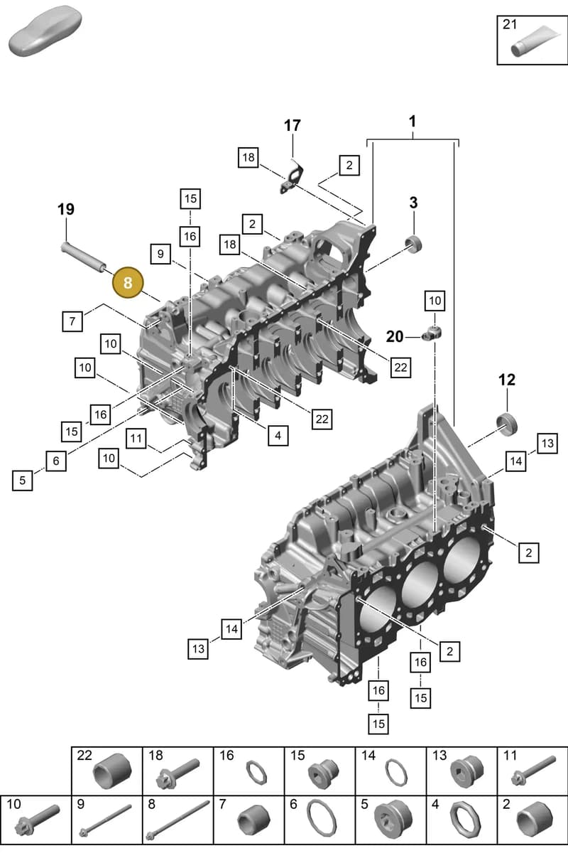 PAF008240 — Porsche Boxster Spyder (2019-2020) diagram p54101100, position 8