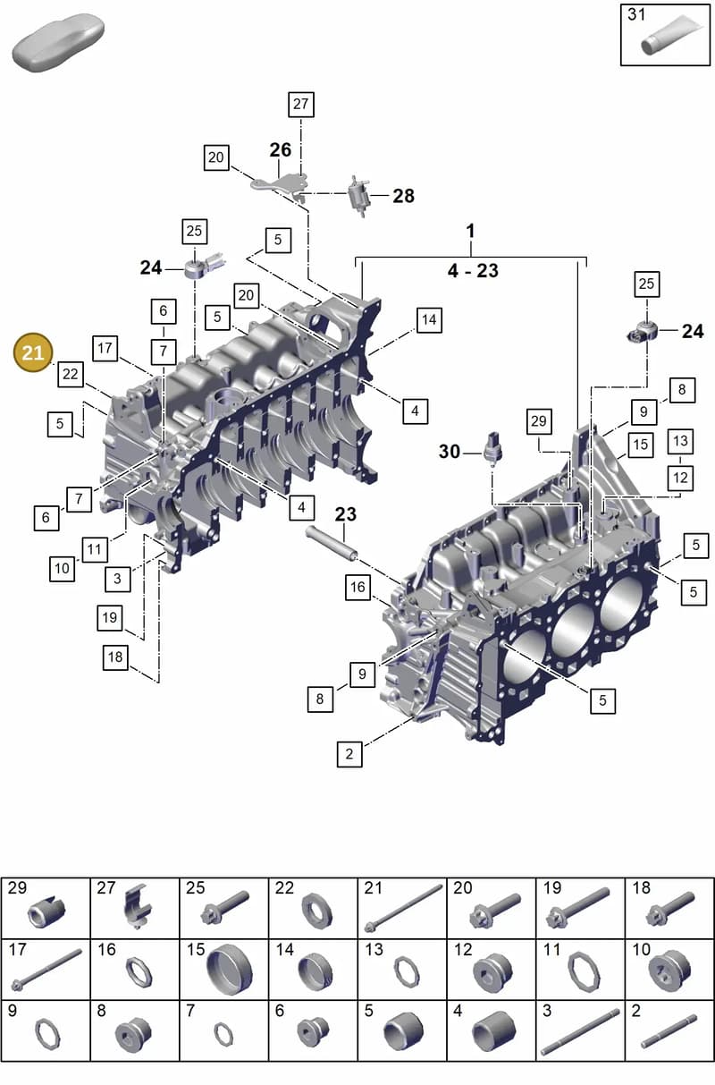 PAF008240 — Porsche 911 (2021-2022) diagram p59101100, position 21