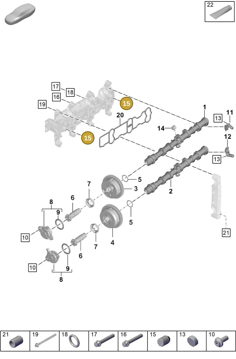 PAF008304 — Porsche Boxster Spyder (2019-2020) diagram p54103100, position 15
