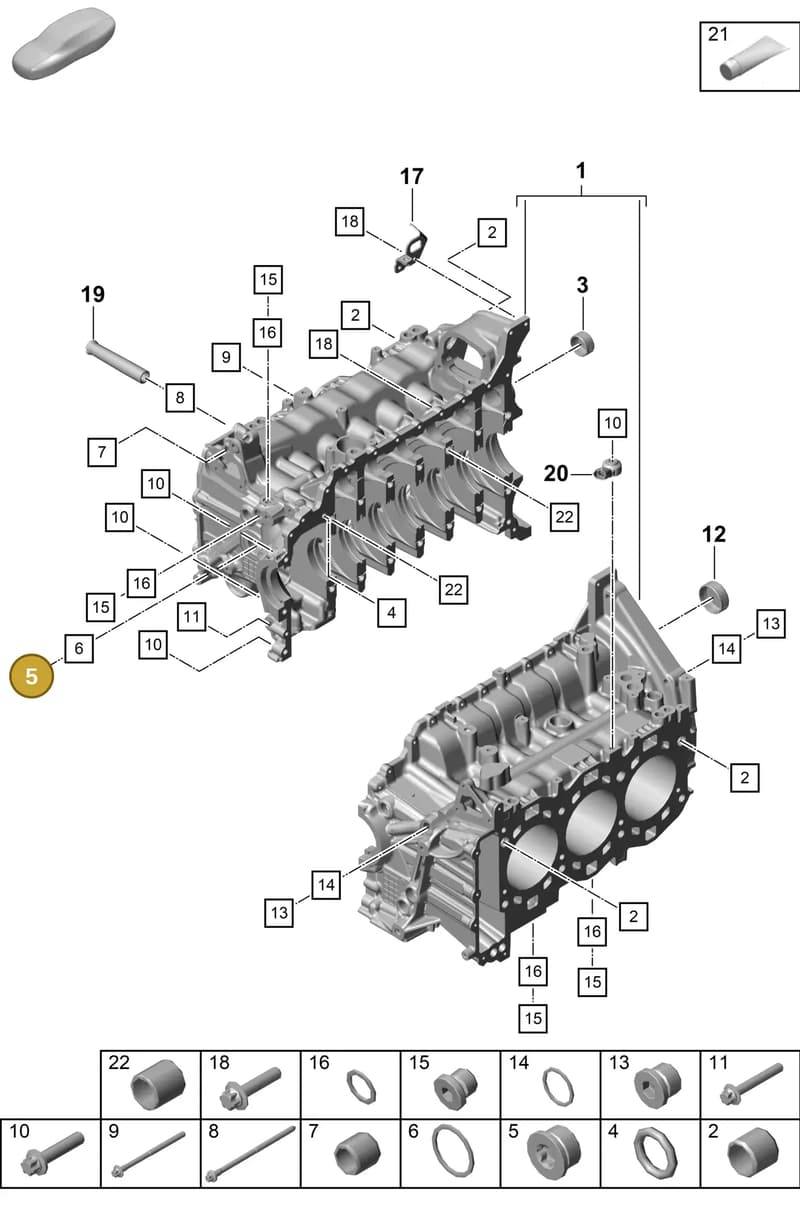 PAF008311 — Porsche Boxster Spyder (2019-2020) diagram p54101100, position 5