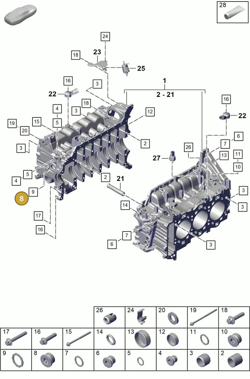 PAF008311 — Porsche Boxster Spyder (2019-2020) diagram p55101105, position 8