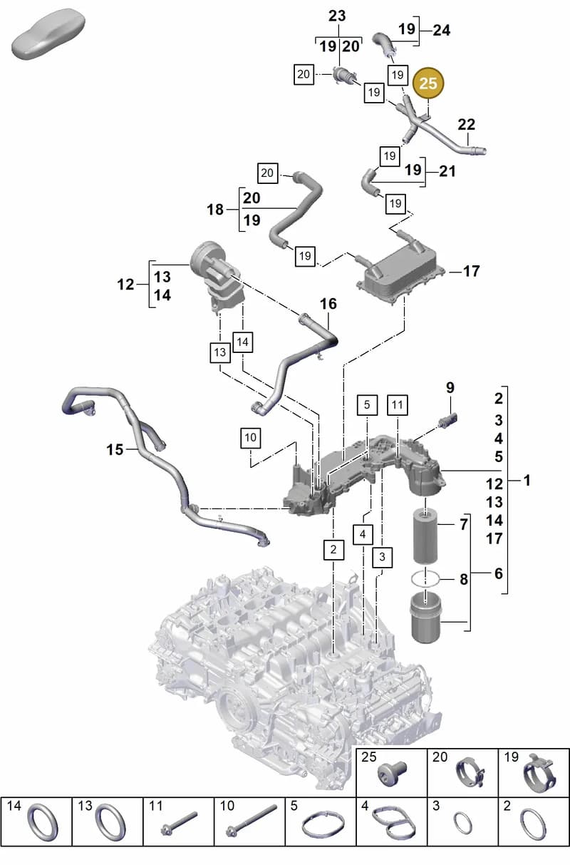 PAF008313 — Porsche Boxster Spyder (2019-2020) diagram p55104110, position 25
