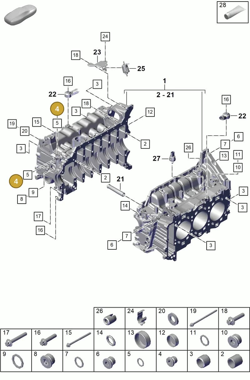 PAF008319 — Porsche Boxster Spyder (2019-2020) diagram p55101105, position 4