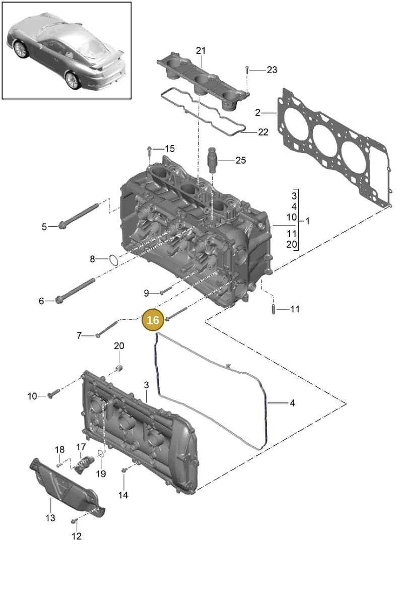 PAF008320 — Porsche 911 (2013-2020) diagram p41103000, position 16