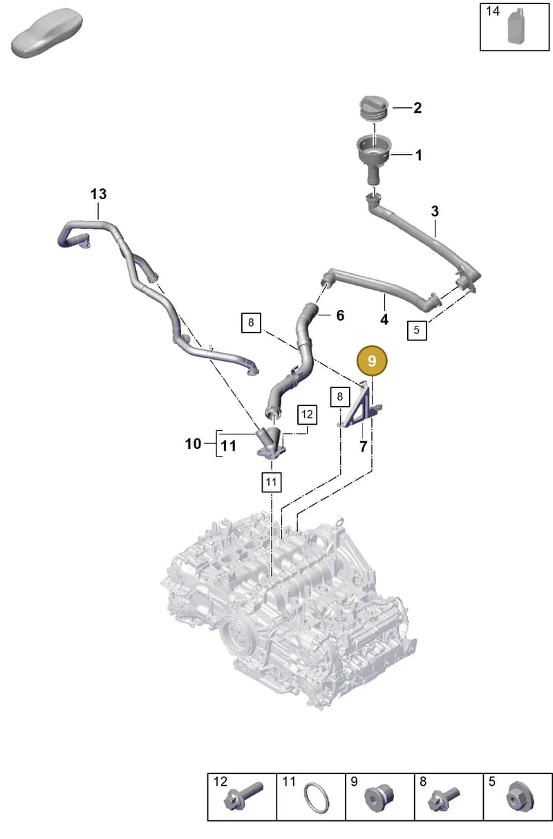 PAF008320 — Porsche Boxster Spyder (2019-2020) diagram p55104100, position 9
