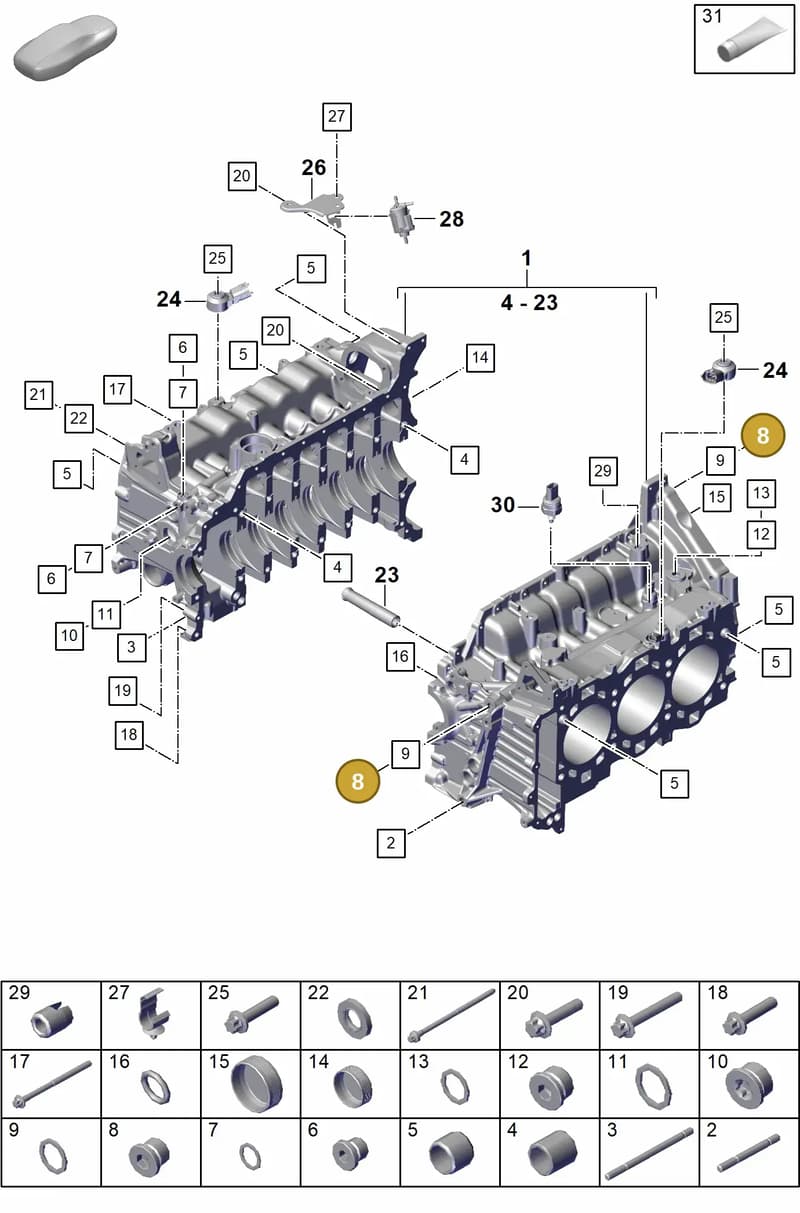 PAF008323 — Porsche 911 (2021-2022) diagram p59101100, position 8