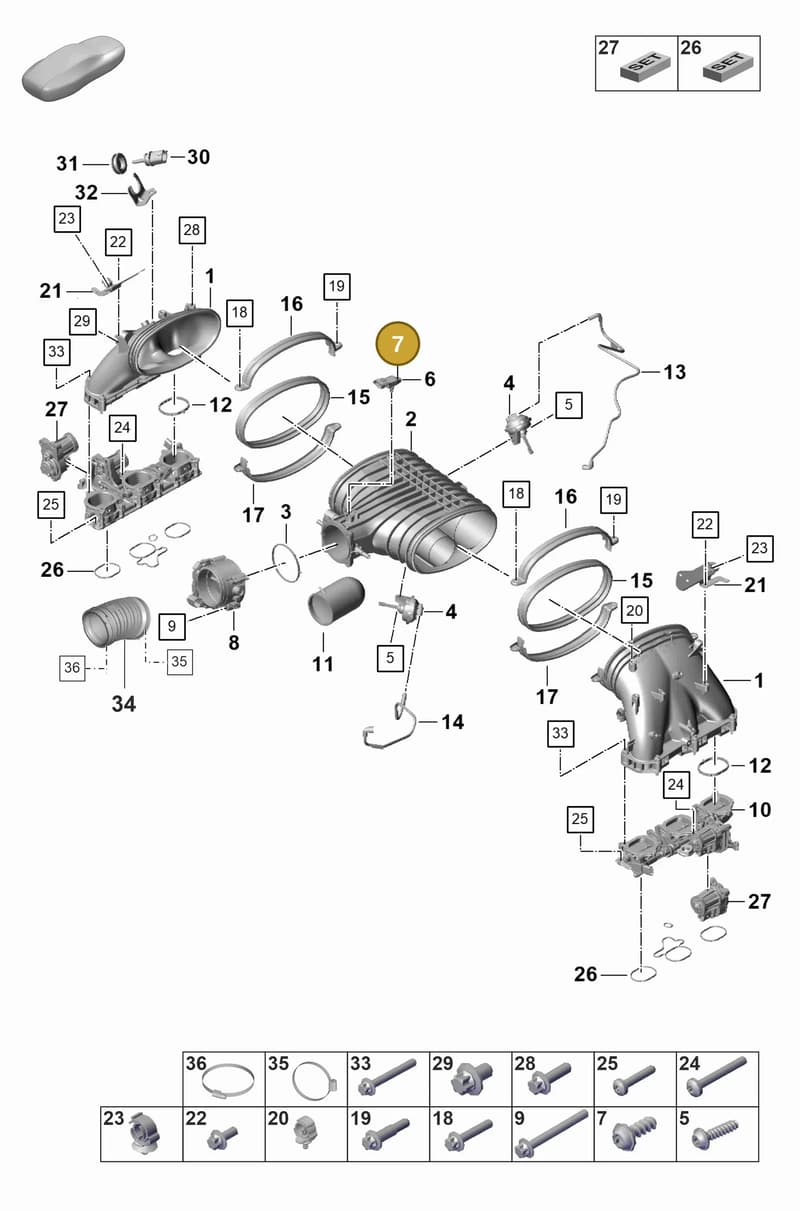 PAF008356 — Porsche 911 (2021-2022) diagram p59107100, position 7