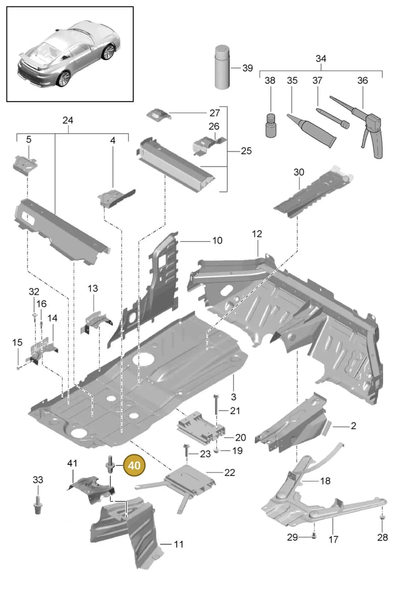 PAF008419 — Porsche 911 (2013-2020) diagram p41801020, position 40