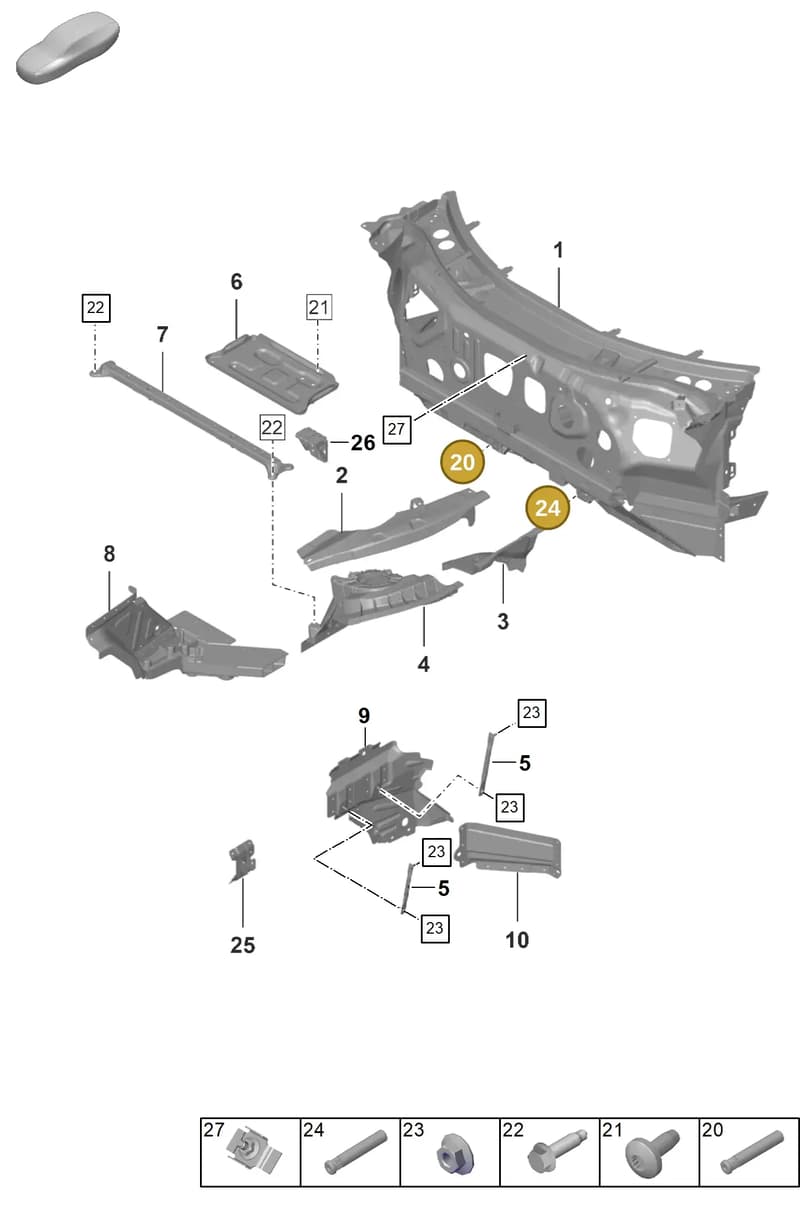 PAF008419 — Porsche 911 (2020-2022) diagram p53801120, position 20+24