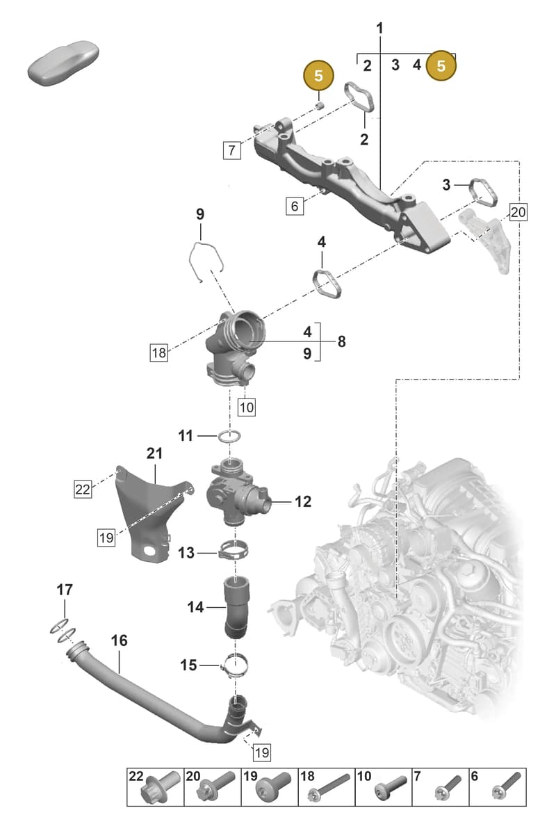 PAF008459 — Porsche 911 (2018-2024) diagram p53105050, position 5