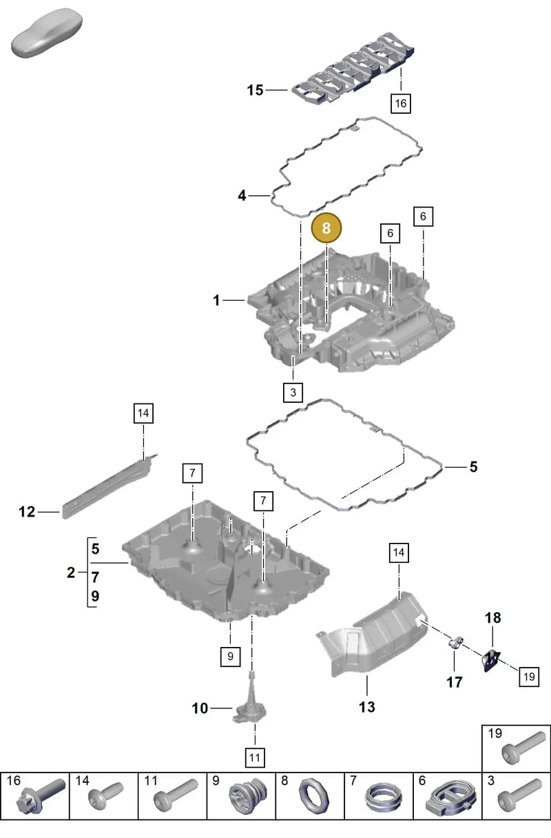 PAF008640 — Porsche Boxster Spyder (2019-2020) diagram p55104050, position 8