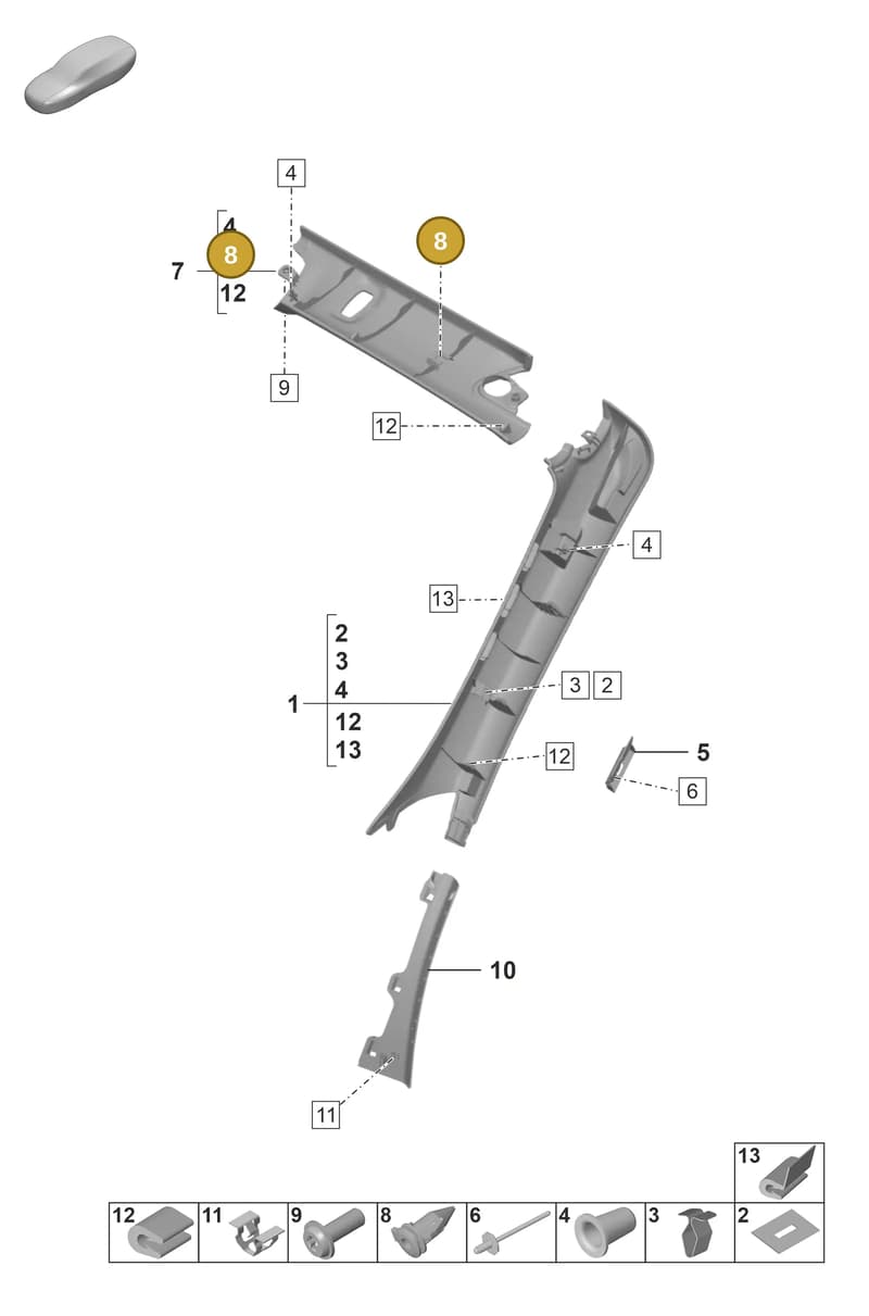 PAF008720 — Porsche 911 (2020-2022) diagram p53807210, position 8
