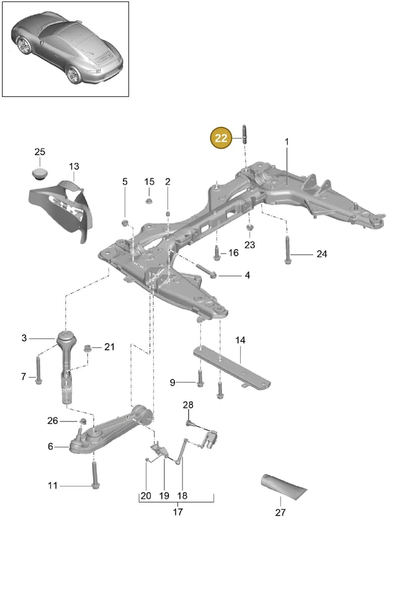 PAF008737 — Porsche 991 Carrera 4 (2011-2016) diagram p38401000, position 22