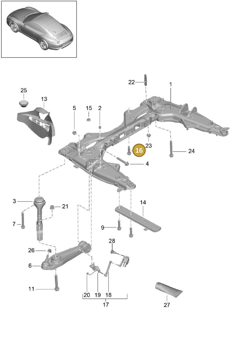 PAF008756 — Porsche 991 Carrera 4 (2011-2016) diagram p38401000, position 16