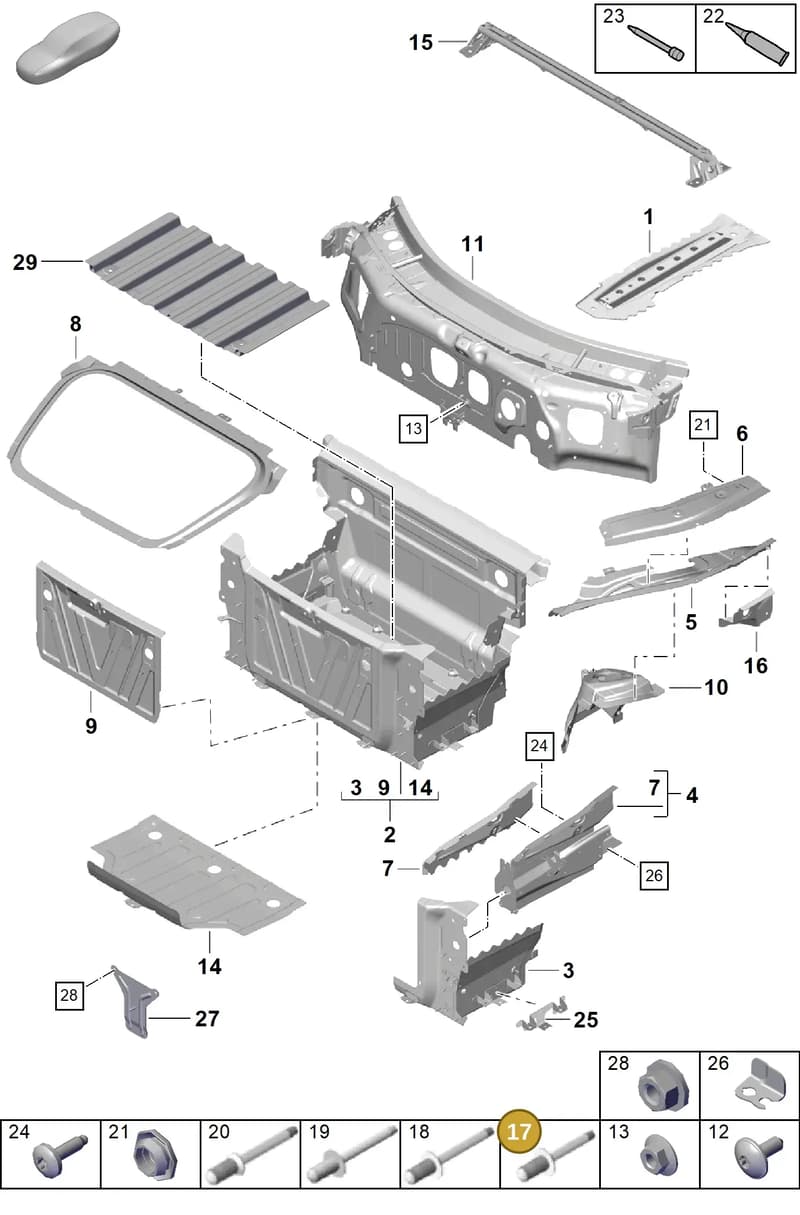 PAF008769 — Porsche Boxster Spyder (2019-2020) diagram p55801100, position 17