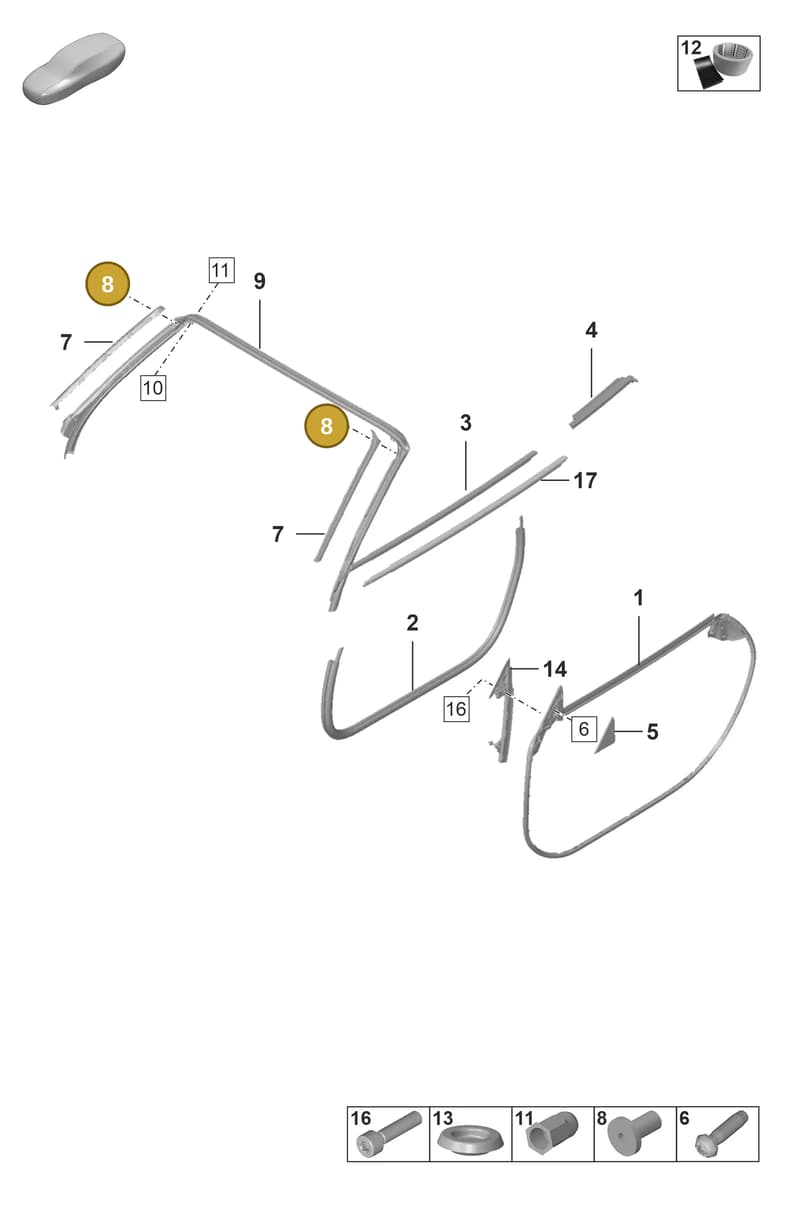 PAF008800 — Porsche 911 (2024-2025) diagram p53804150, position 8