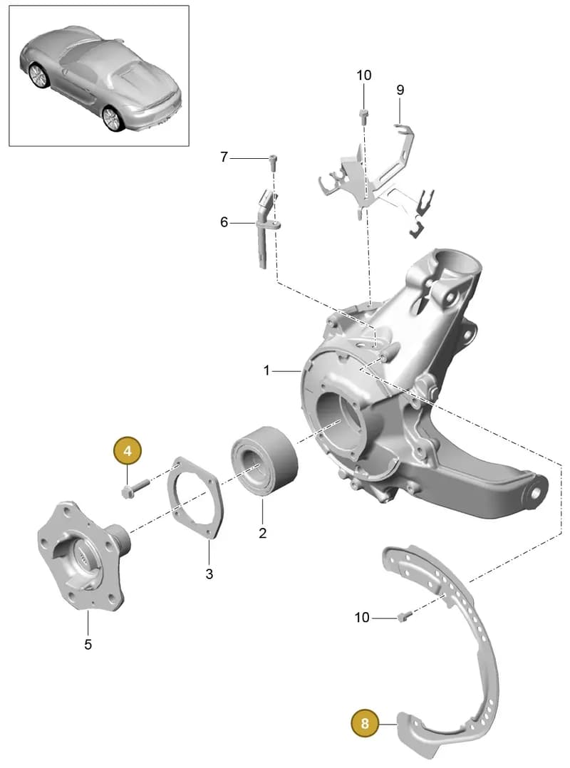 PAF008868 — Porsche Boxster Spyder (2015-2016) diagram p46501000, position 4+8