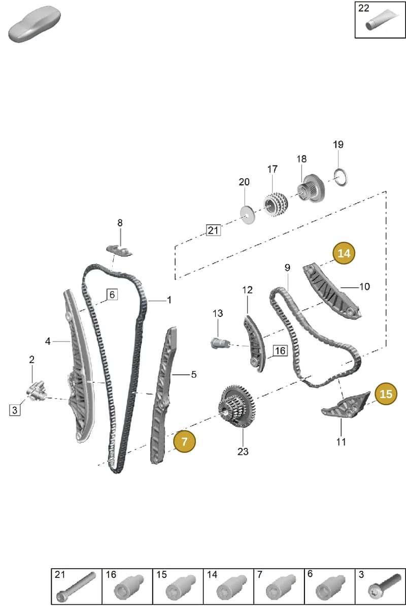 PAF008925 — Porsche Cayenne Coupe (2023-2023) diagram p60103300, position 7+14+15