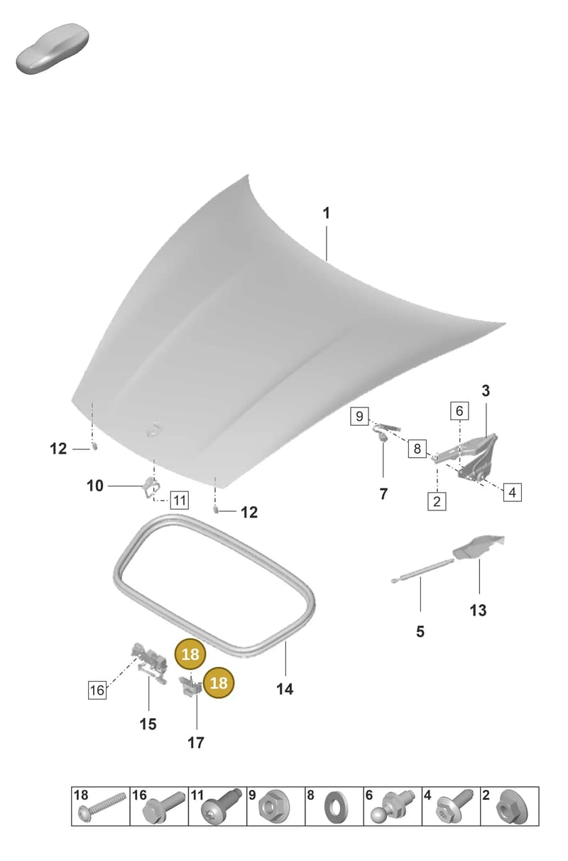 PAF008927 — Porsche Taycan Sport Turismo (2019-2024) diagram p56803000, position 18