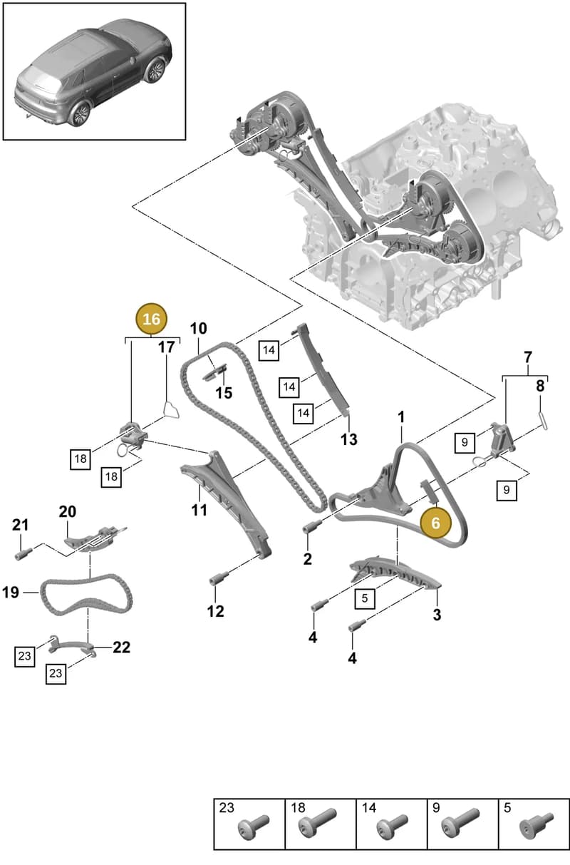 PAF008944 — Porsche Cayenne (2017-2023) diagram p51103080, position 6+16