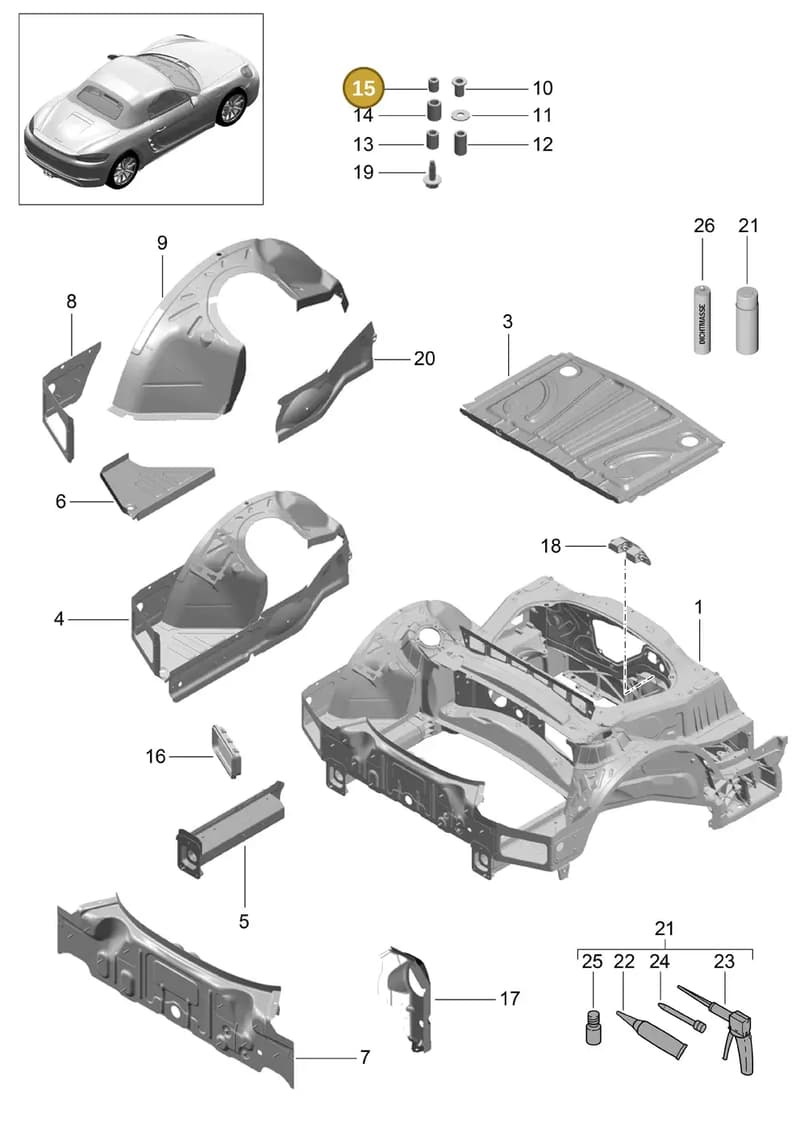 PAF008976 — Porsche Boxster (2016-2019) diagram p48801035, position 15