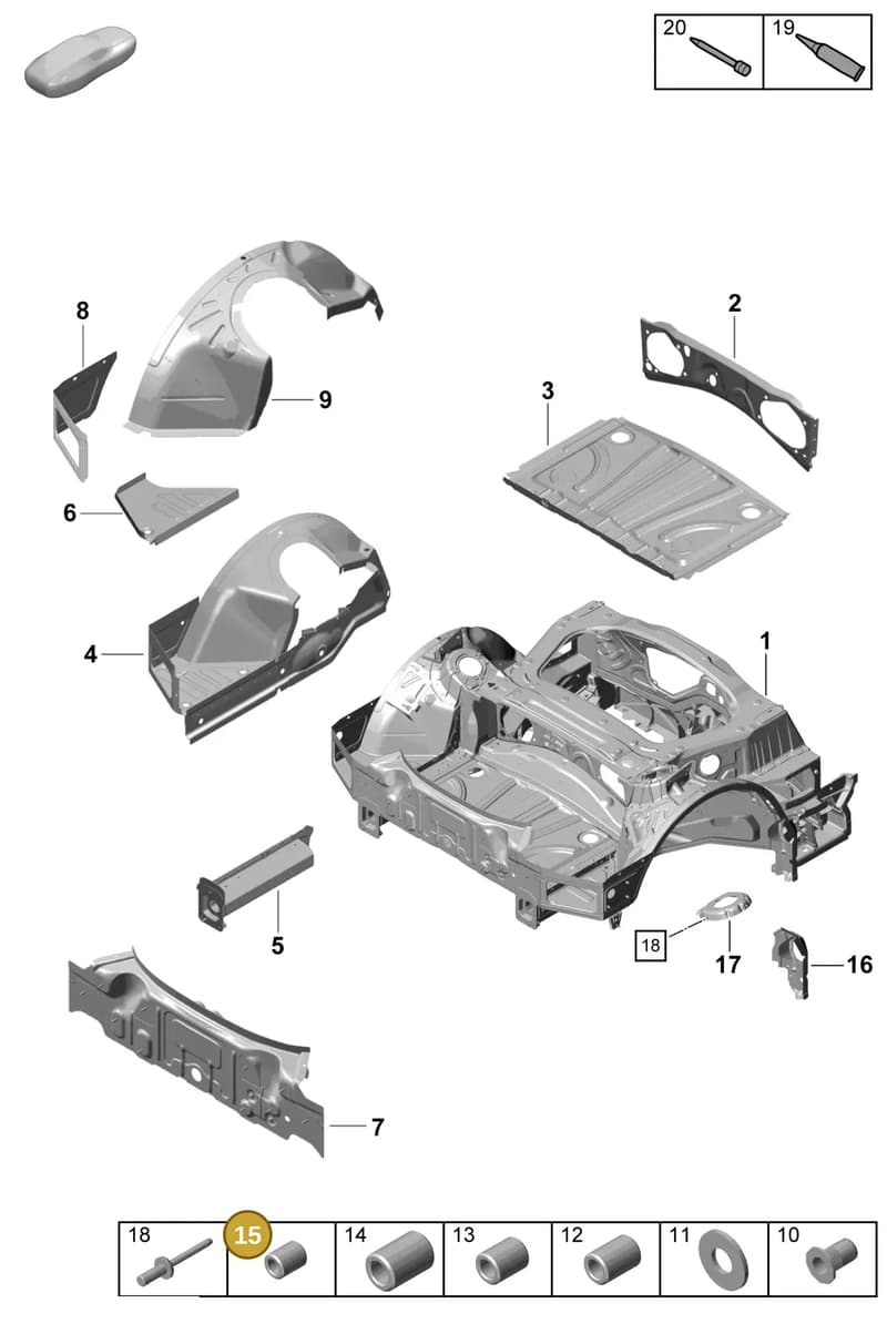 PAF008976 — Porsche Boxster Spyder (2019-2020) diagram p55801350, position 15
