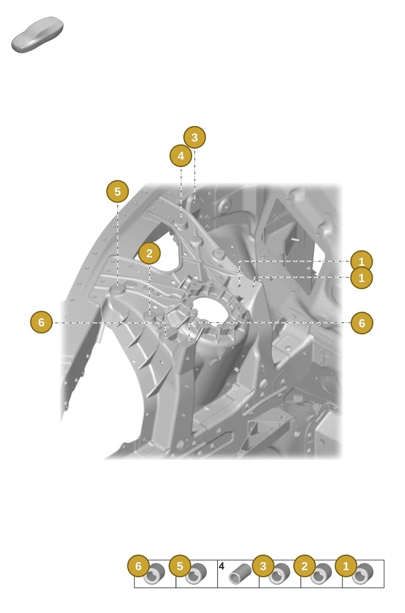 PAF008976 — Porsche Taycan Sport Turismo (2019-2024) diagram p56806700, position 1+2+3+4+5+6