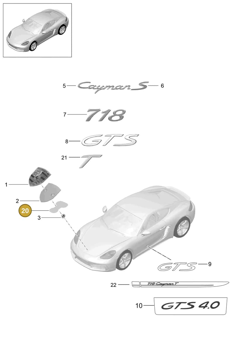 PAF009010 — Porsche Cayman (2016-2019) diagram p50810000, position 20
