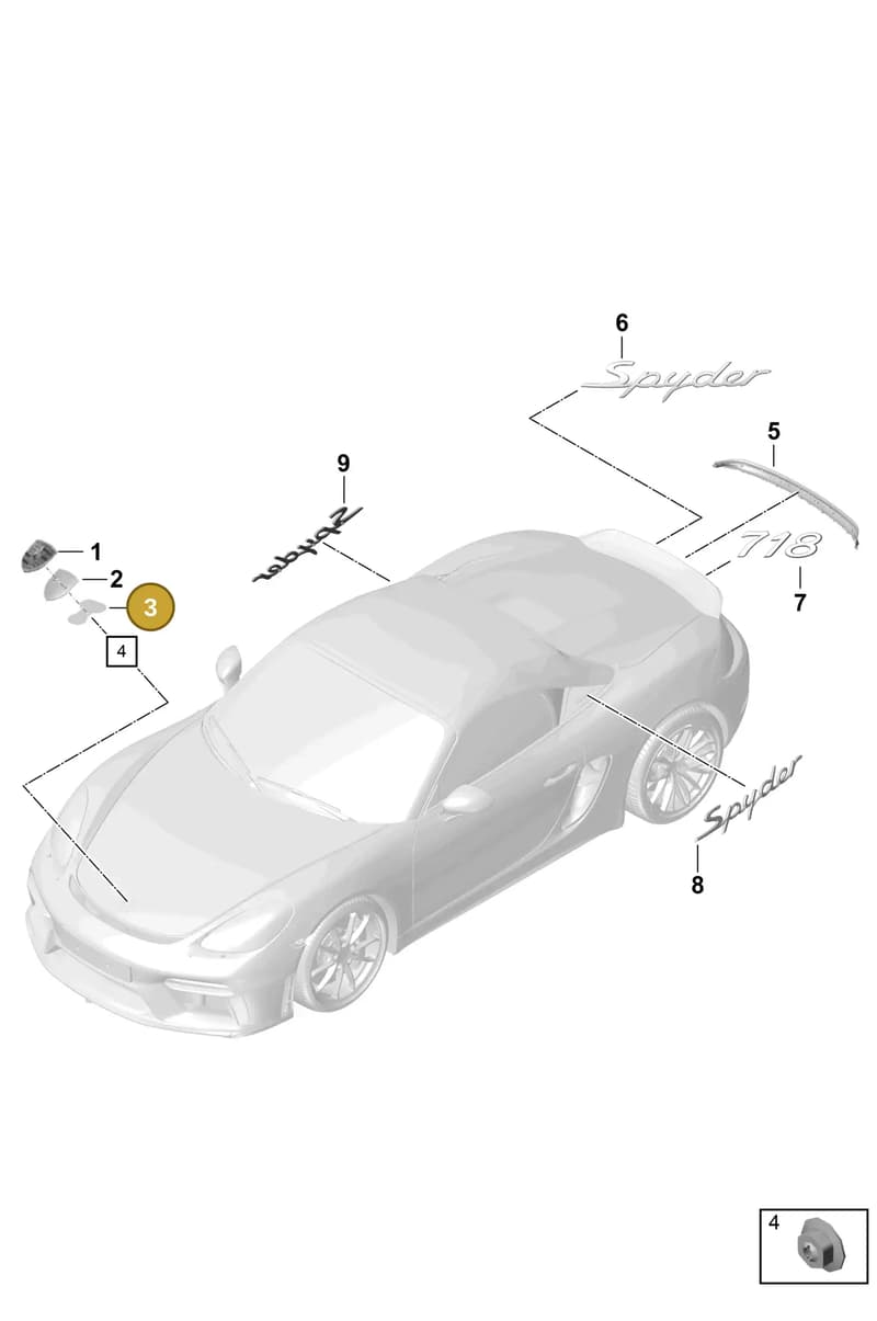PAF009010 — Porsche Boxster Spyder (2019-2020) diagram p54810000, position 3