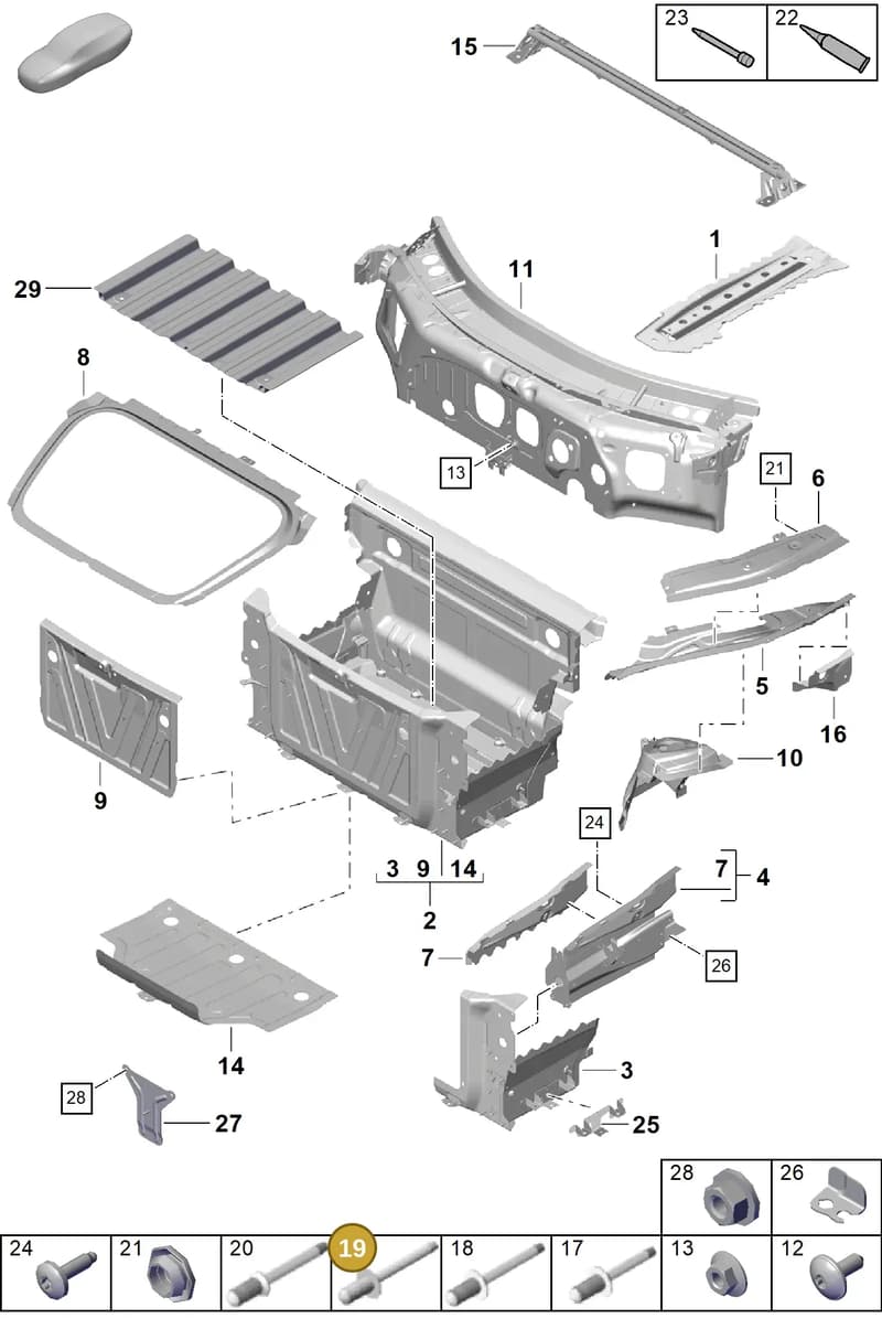 PAF009075 — Porsche Boxster Spyder (2019-2020) diagram p55801100, position 19