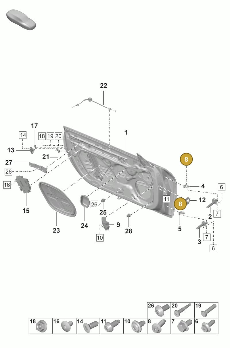 PAF009189 — Porsche 911 (2021-2022) diagram p53804000, position 8