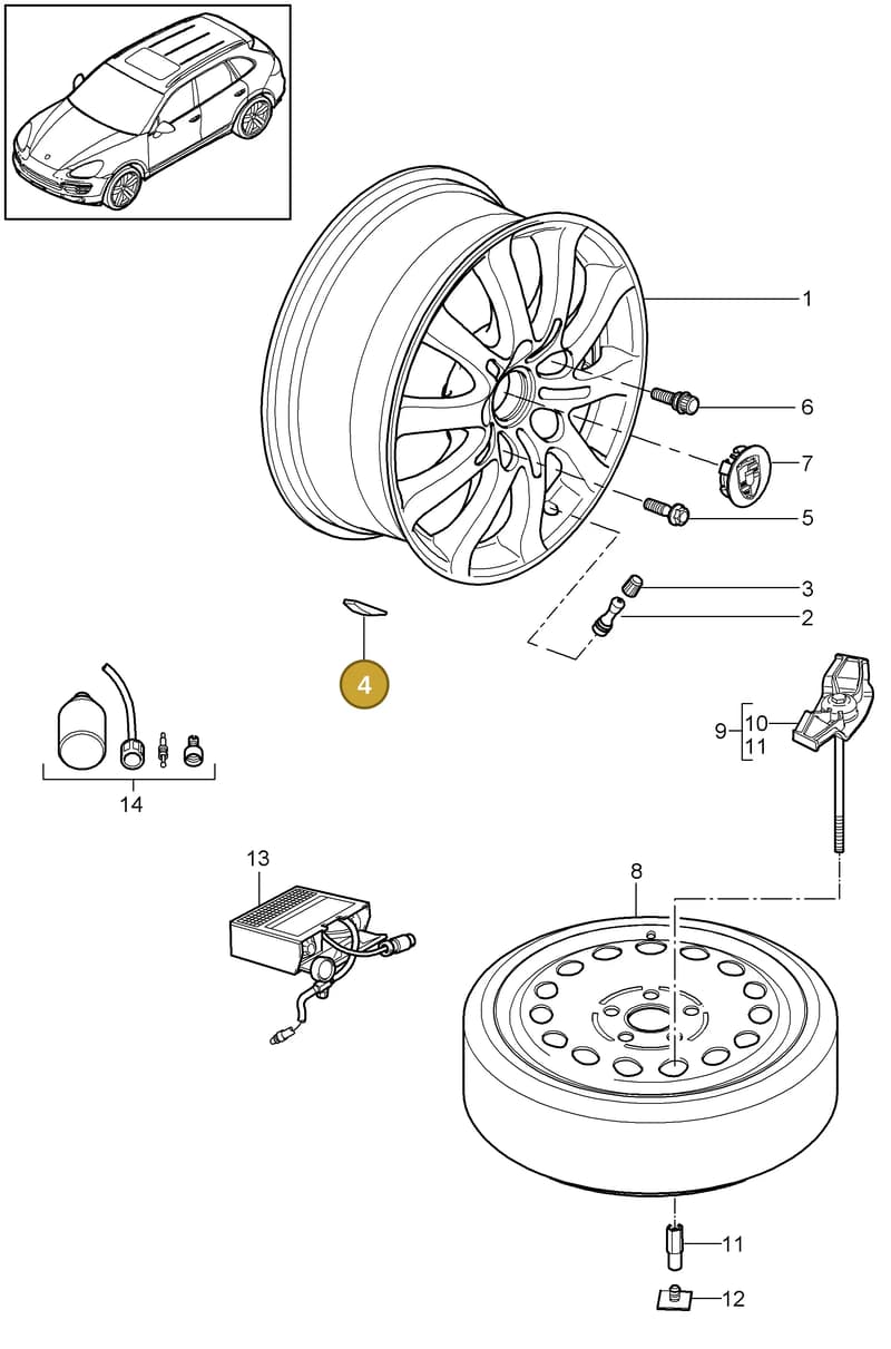 PAF009379 — Porsche Cayenne (2010-2018) diagram p37601000, position 4