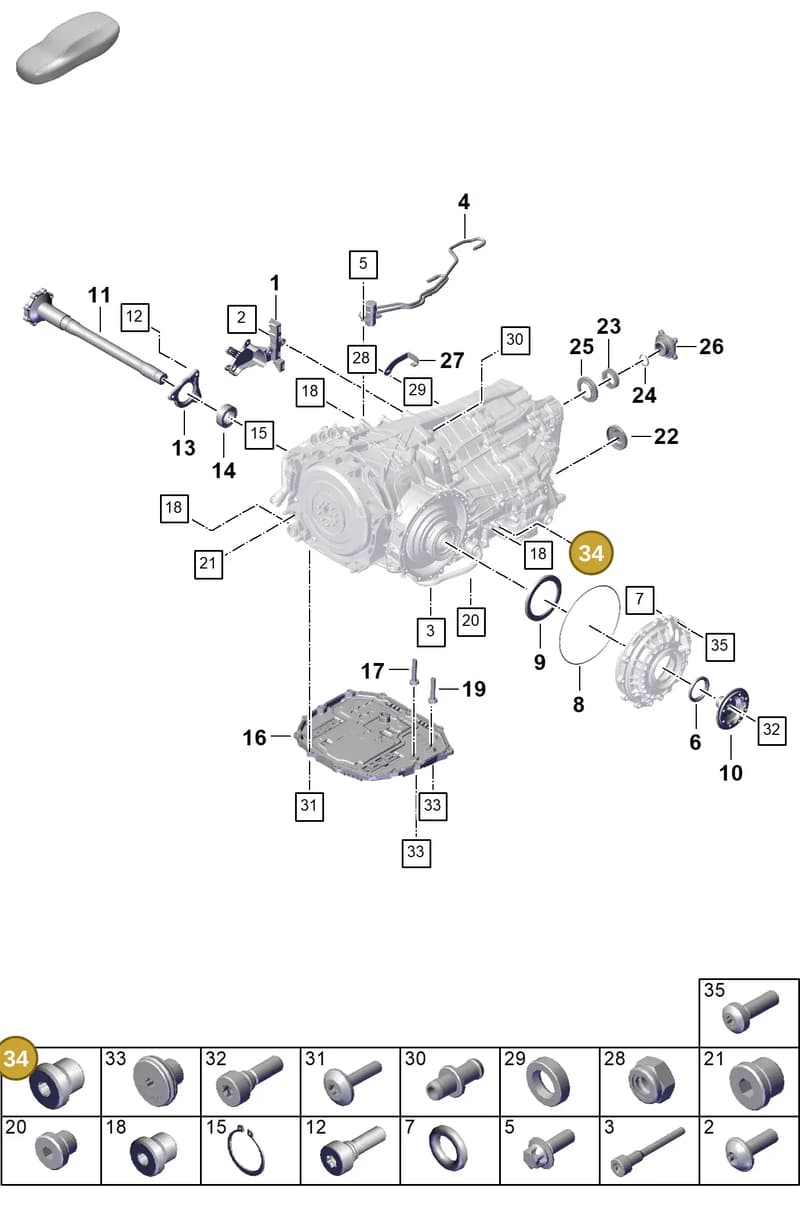 PAF009389 — Porsche 911 (2024-2025) diagram p63302150, position 34