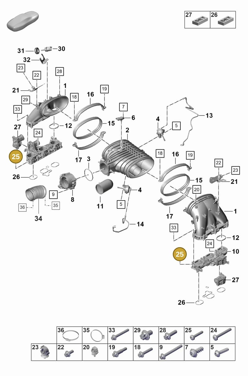 PAF009474 — Porsche 911 (2021-2022) diagram p59107100, position 25