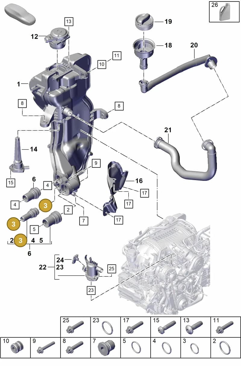 PAF009487 — Porsche Boxster Spyder (2019-2020) diagram p55104200, position 3
