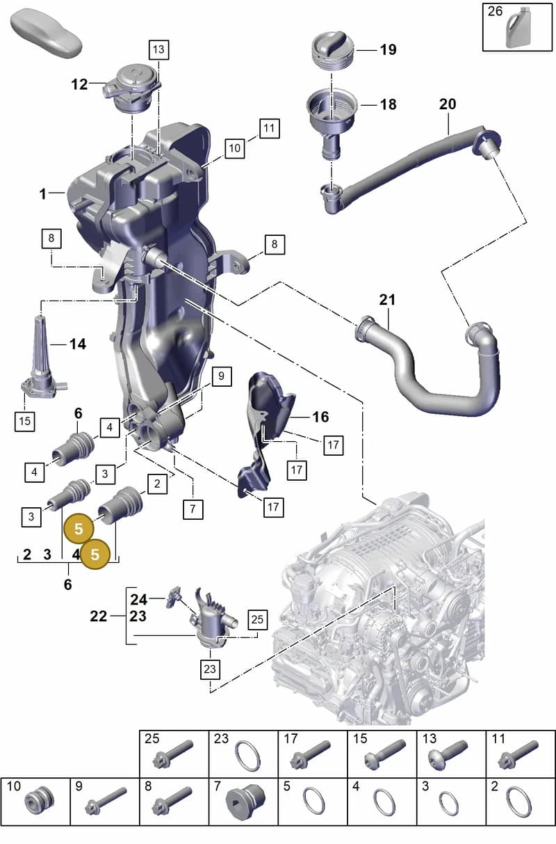 PAF009489 — Porsche Boxster Spyder (2019-2020) diagram p55104200, position 5