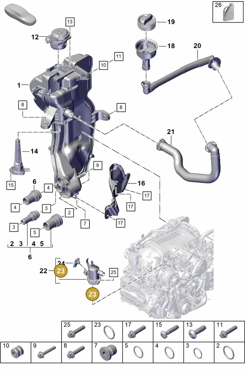 PAF009533 — Porsche Boxster Spyder (2019-2020) diagram p55104200, position 23