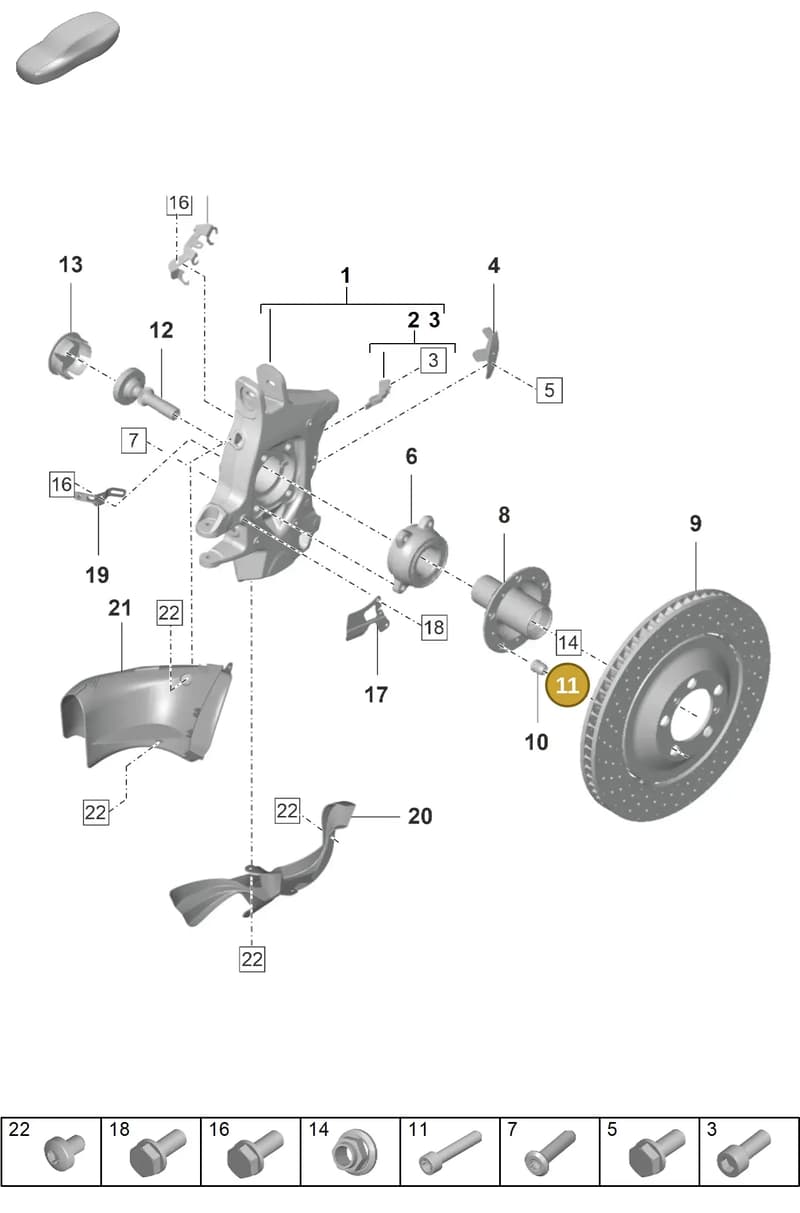 PAF009591 — Porsche 911 (2021-2022) diagram p59401060, position 11