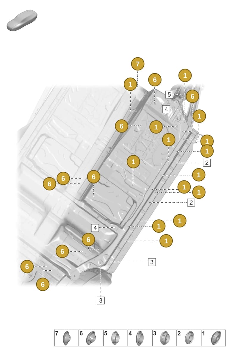 PAF010040 — Porsche Taycan Sport Turismo (2023-2025) diagram p56806150, position 1+6+7