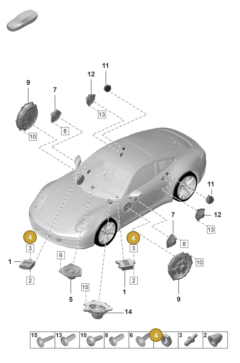 PAF011115 — Porsche 911 (2018-2024) diagram p53911050, position 4